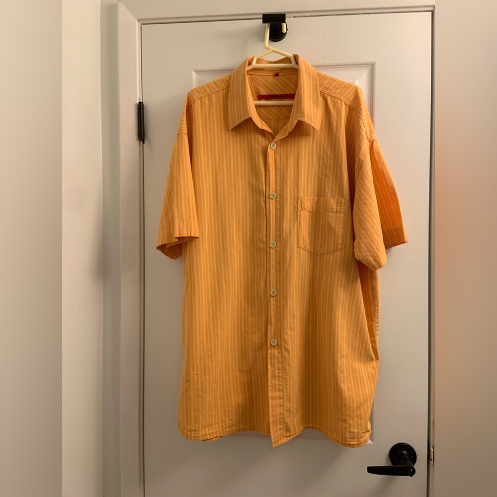 Men's Casual Orange Button-Down Shirt